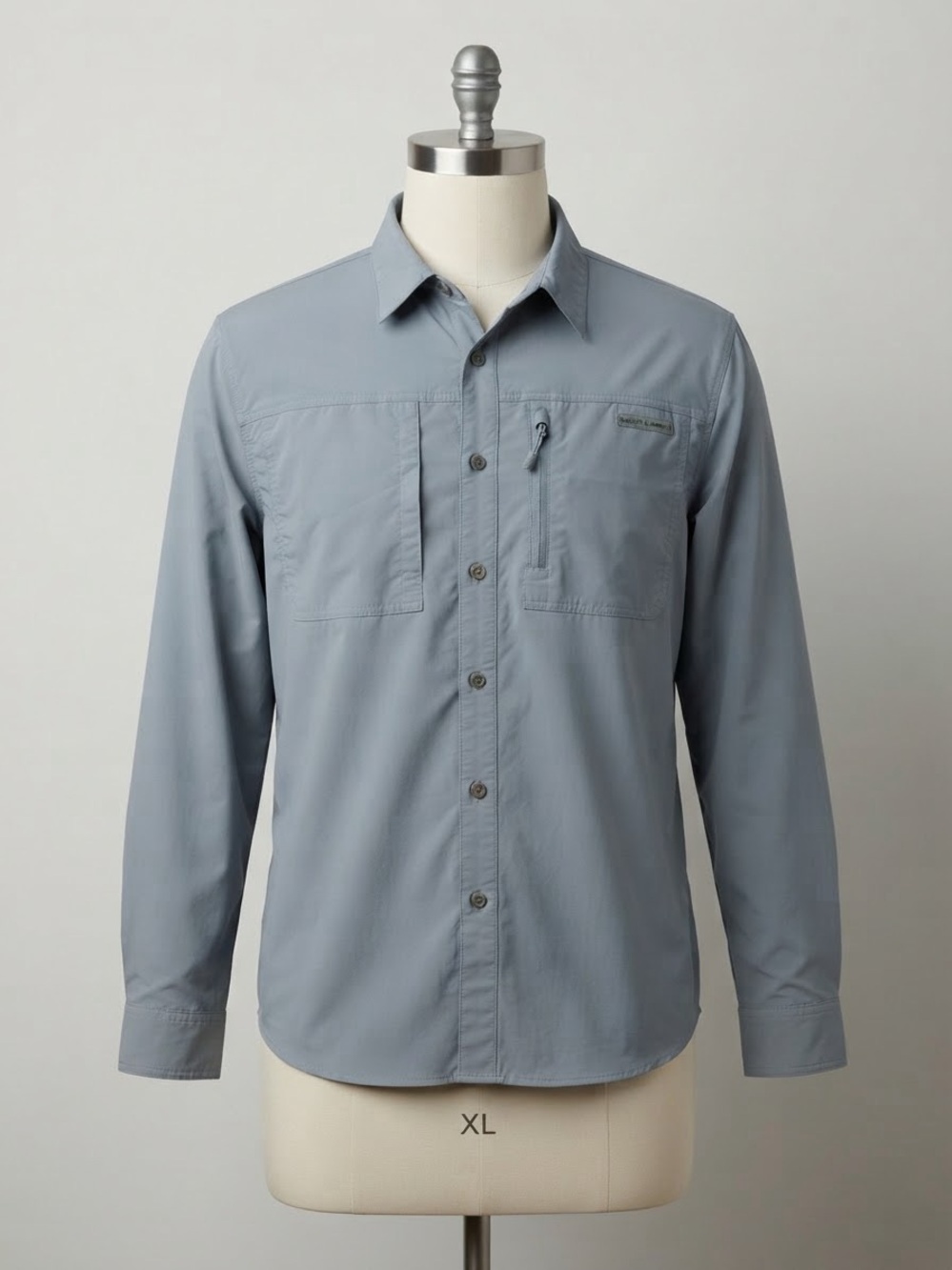 Men’s Light Gray Lightweight Button-Front Shirt Jacket